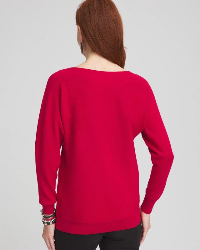 Floral Sequin Dolman Sleeve Sweater - image 3